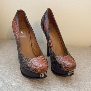 Women's Brown Snakeskin Platform Heels